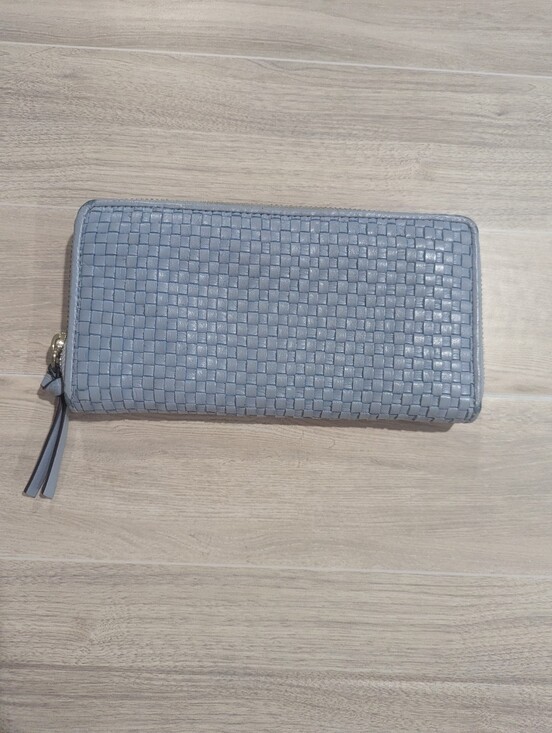 Cole Haan Handbags - Cole Haan Bethany Wallet Periwinkle Light Blue Woven Leather Imported *GUC